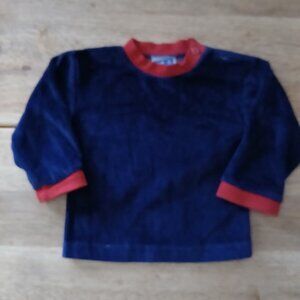 TOPOLINO navy/red velour L/S top sz 62/68 EU/3/6 mos. baby boy
